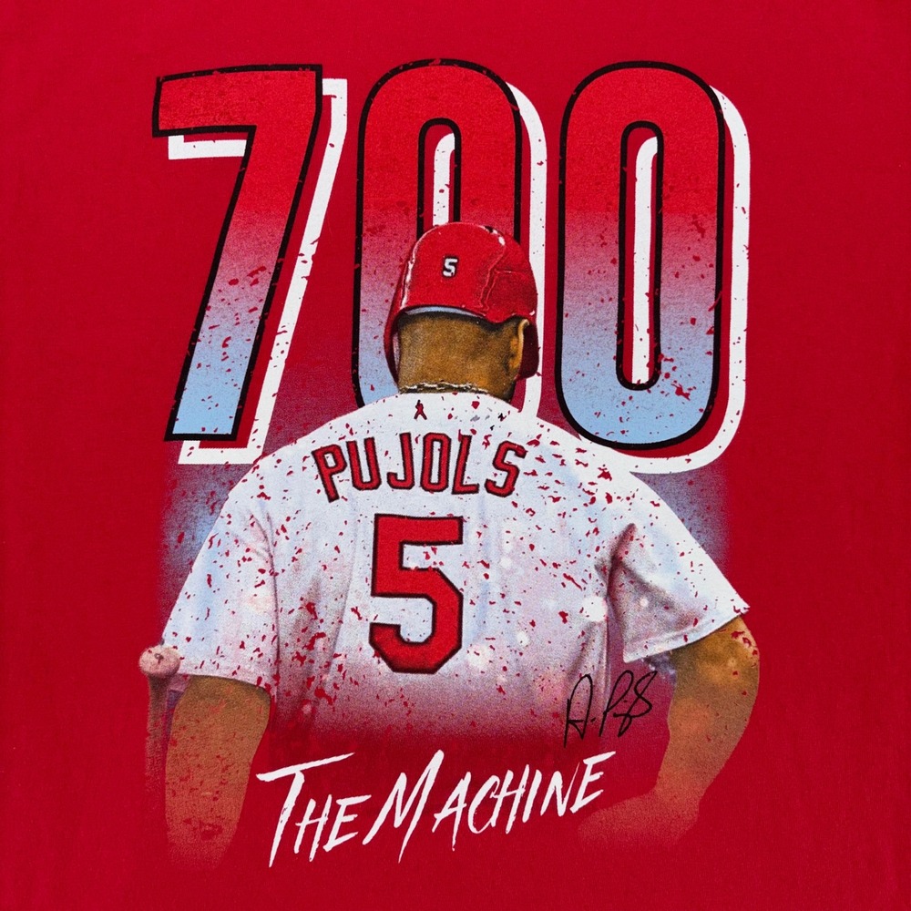 Comfort Color Albert Pujols 700 Home Runs The Machine Red TShirt L STL Cardinals